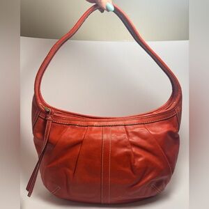 Vintage Coach Ergo Hobo Burnt Orange Leather Pleated Y2K Shoulder Bag #12235